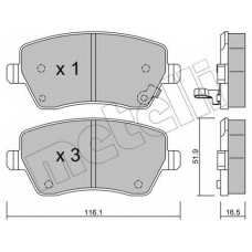 22-0485-1 METELLI Комплект тормозных колодок, дисковый тормоз