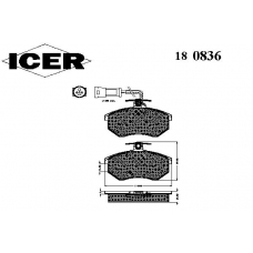 180836 ICER Комплект тормозных колодок, дисковый тормоз
