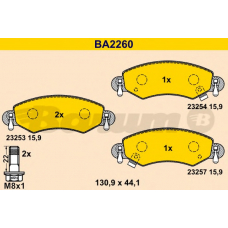 BA2260 BARUM Комплект тормозных колодок, дисковый тормоз