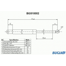 BGS10002 BUGIAD Газовая пружина, крышка багажник