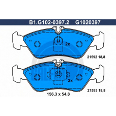B1.G102-0397.2 GALFER Комплект тормозных колодок, дисковый тормоз