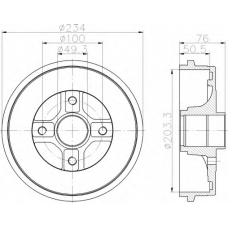 8DT 355 301-071 HELLA Тормозной барабан