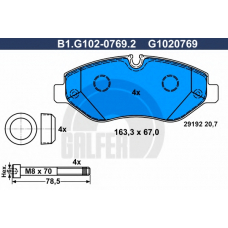 B1.G102-0769.2 GALFER Комплект тормозных колодок, дисковый тормоз