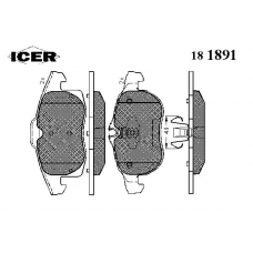 181891 ICER Комплект тормозных колодок, дисковый тормоз