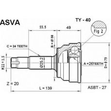 TY-40 ASVA Шарнирный комплект, приводной вал