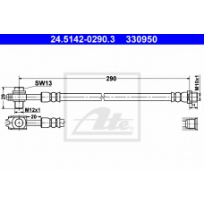 24.5142-0290.3 ATE Тормозной шланг