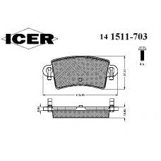 141511-703 ICER Комплект тормозных колодок, дисковый тормоз