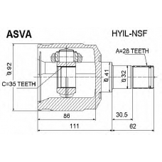 HYIL-NSF ASVA Шарнирный комплект, приводной вал