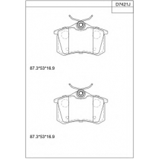 KD7421 ASIMCO Комплект тормозных колодок, дисковый тормоз
