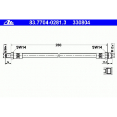 83.7704-0281.3 ATE Тормозной шланг