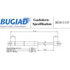 BGS11135 BUGIAD Газовая пружина, крышка багажник