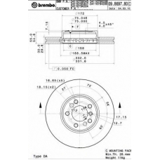 09.8697.80 BREMBO Тормозной диск