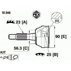 10.046 PEX Шарнир, приводной вал
