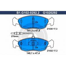 B1.G102-0292.2 GALFER Комплект тормозных колодок, дисковый тормоз