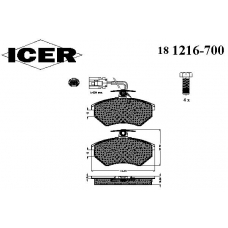 181216-700 ICER Комплект тормозных колодок, дисковый тормоз