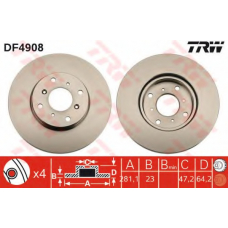 DF4908 TRW Тормозной диск