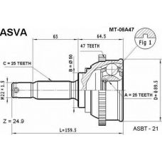 MT-06A47 ASVA Шарнирный комплект, приводной вал