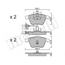 22-0549-0 METELLI Комплект тормозных колодок, дисковый тормоз
