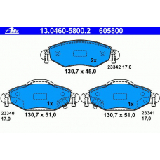 13.0460-5800.2 ATE Комплект тормозных колодок, дисковый тормоз