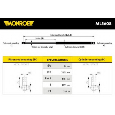 ML5608 MONROE Газовая пружина, капот