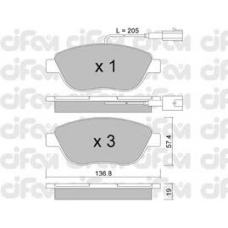 822-322-0 CIFAM Комплект тормозных колодок, дисковый тормоз