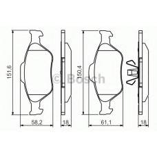 0 986 494 512 BOSCH Комплект тормозных колодок, дисковый тормоз