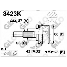 3423K GLO Шарнирный комплект, приводной вал