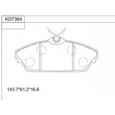 KD7364 ASIMCO Комплект тормозных колодок, дисковый тормоз