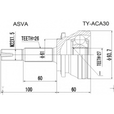 TY-ACA30 ASVA Шарнирный комплект, приводной вал