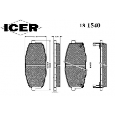 181540 ICER Комплект тормозных колодок, дисковый тормоз