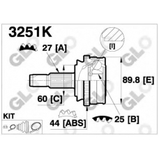 3251K GLO Шарнирный комплект, приводной вал