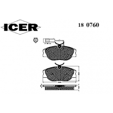 180760 ICER Комплект тормозных колодок, дисковый тормоз
