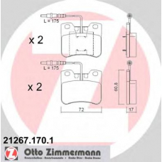 21267.170.1 ZIMMERMANN Комплект тормозных колодок, дисковый тормоз