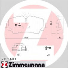 23070.170.3 ZIMMERMANN Комплект тормозных колодок, дисковый тормоз