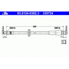 83.6124-0382.3 ATE Тормозной шланг
