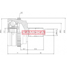 7090 KAMOKA Шарнирный комплект, приводной вал