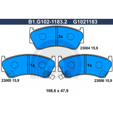 B1.G102-1183.2 GALFER Комплект тормозных колодок, дисковый тормоз