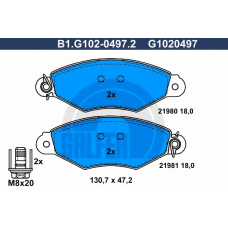 B1.G102-0497.2 GALFER Комплект тормозных колодок, дисковый тормоз