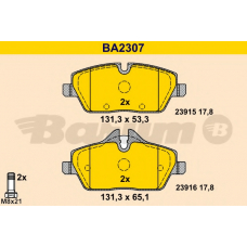 BA2307 BARUM Комплект тормозных колодок, дисковый тормоз