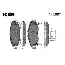 181887 ICER Комплект тормозных колодок, дисковый тормоз