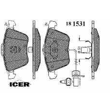 181531 ICER Комплект тормозных колодок, дисковый тормоз