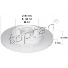 722 599 TOPRAN Тормозной диск