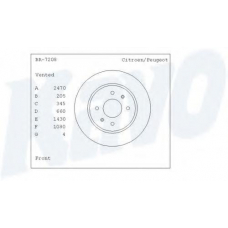 BR-7208 KAVO PARTS Тормозной диск