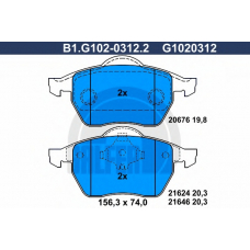 B1.G102-0312.2 GALFER Комплект тормозных колодок, дисковый тормоз