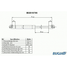 BGS10786 BUGIAD Газовая пружина, крышка багажник