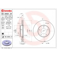 09.9464.21 BREMBO Тормозной диск