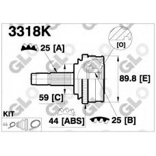 3318K GLO Шарнирный комплект, приводной вал