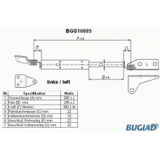 BGS10885 BUGIAD Газовая пружина, крышка багажник