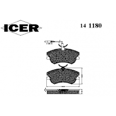 141180 ICER Комплект тормозных колодок, дисковый тормоз