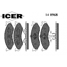 140968 ICER Комплект тормозных колодок, дисковый тормоз